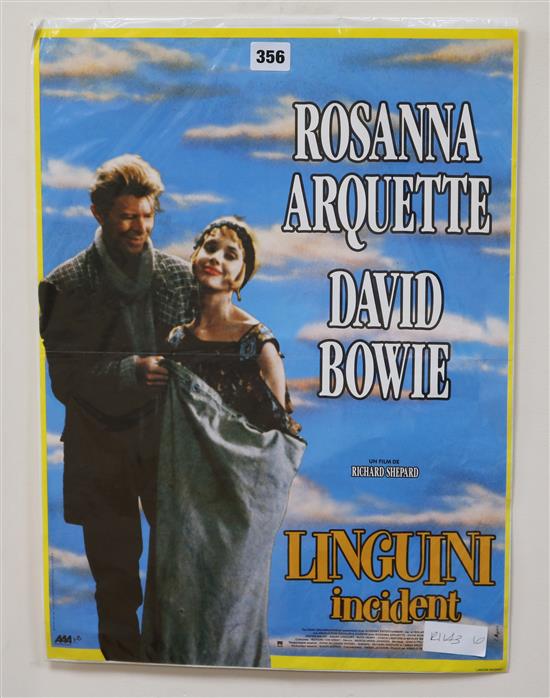 Rosanna Arquette, David Bowie film poster for Linguini Incident, 51 x 38cm